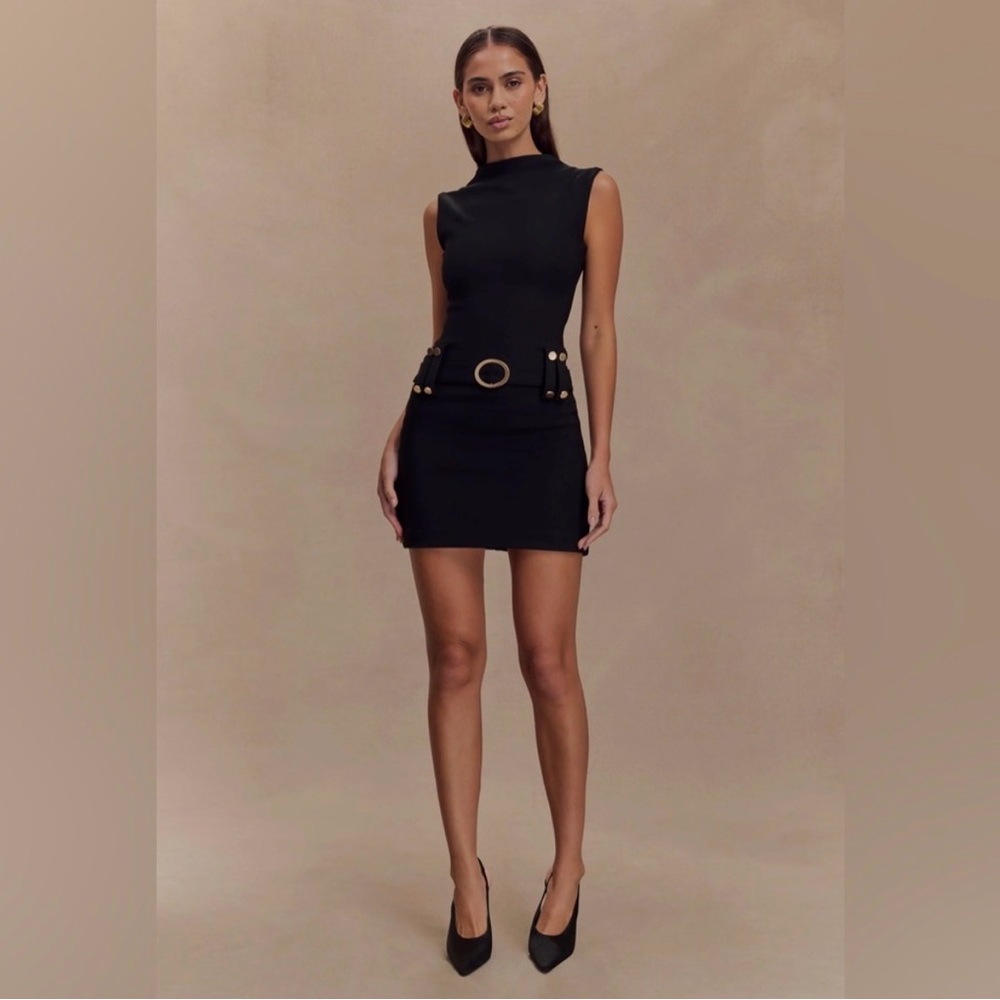 MESHKI BLACK MINI DRESS